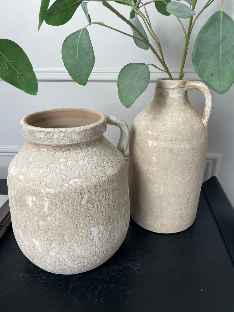 Chunky tall stone terracotta jug vase