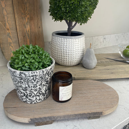 Store Seconds Oval reclaimed wood serving board on stand