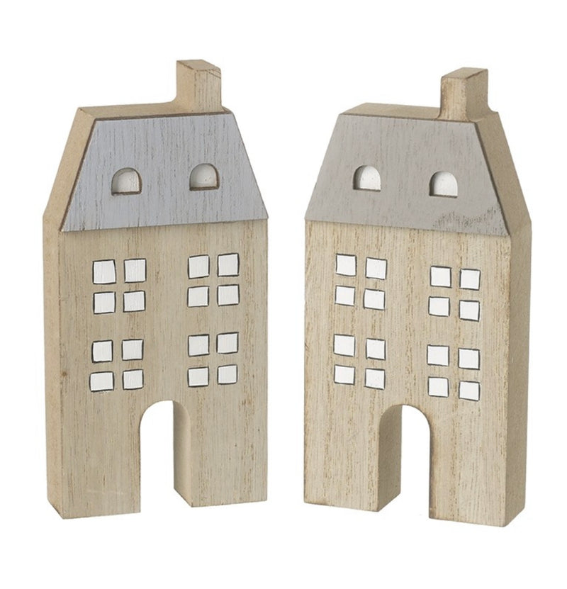 Set of two Wooden house with grey/taupe roof