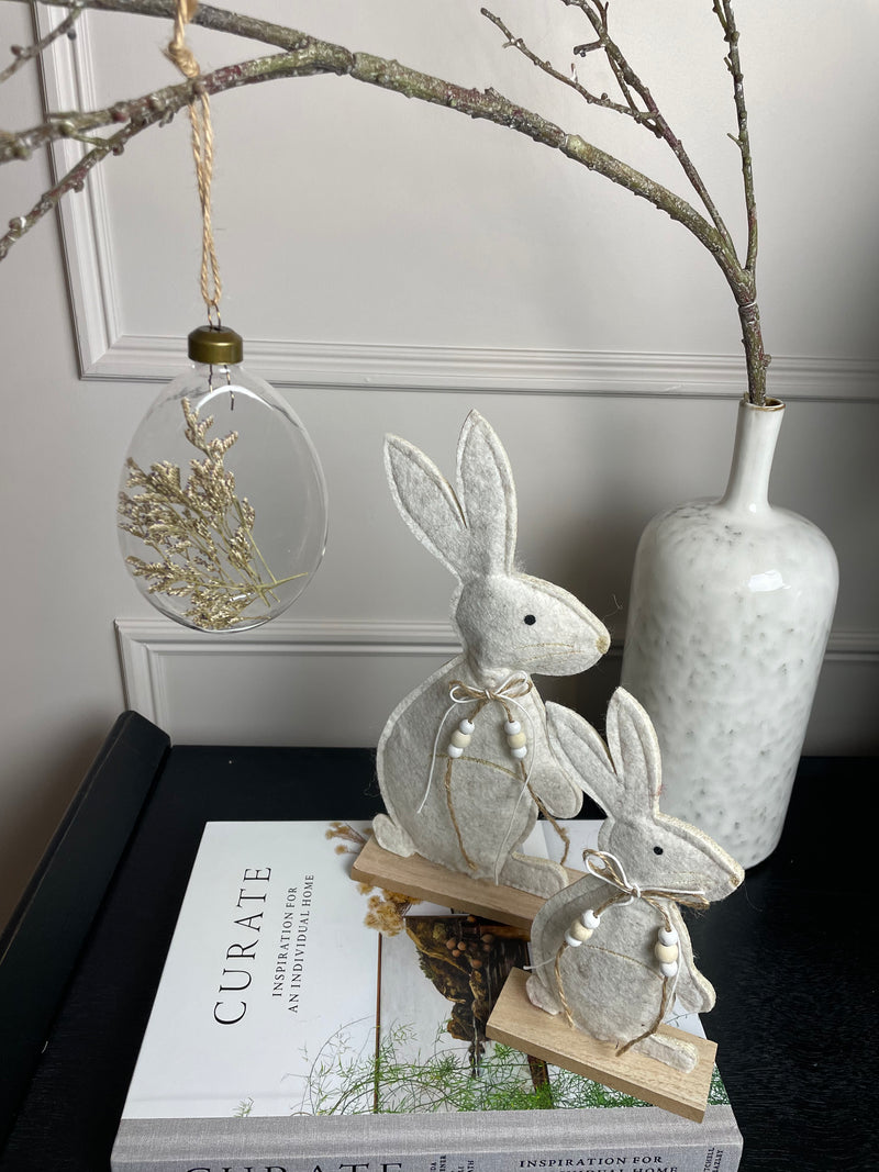 Easter Glass Egg hanging bauble with dried flowers