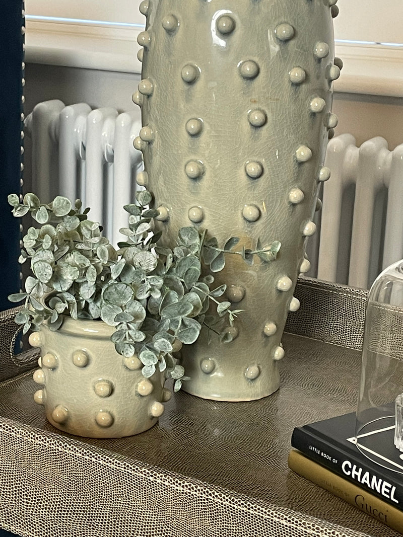 Blue grey bobble plant pot