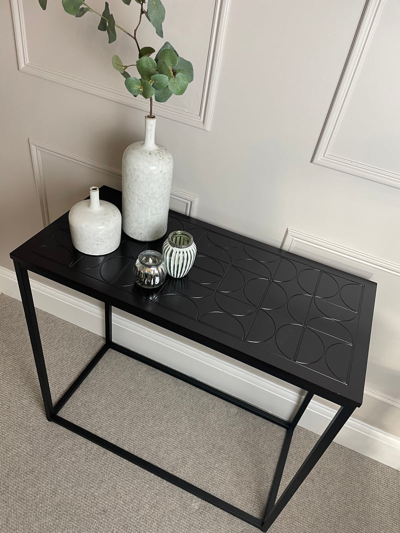 Black Metal Embossed Console Table