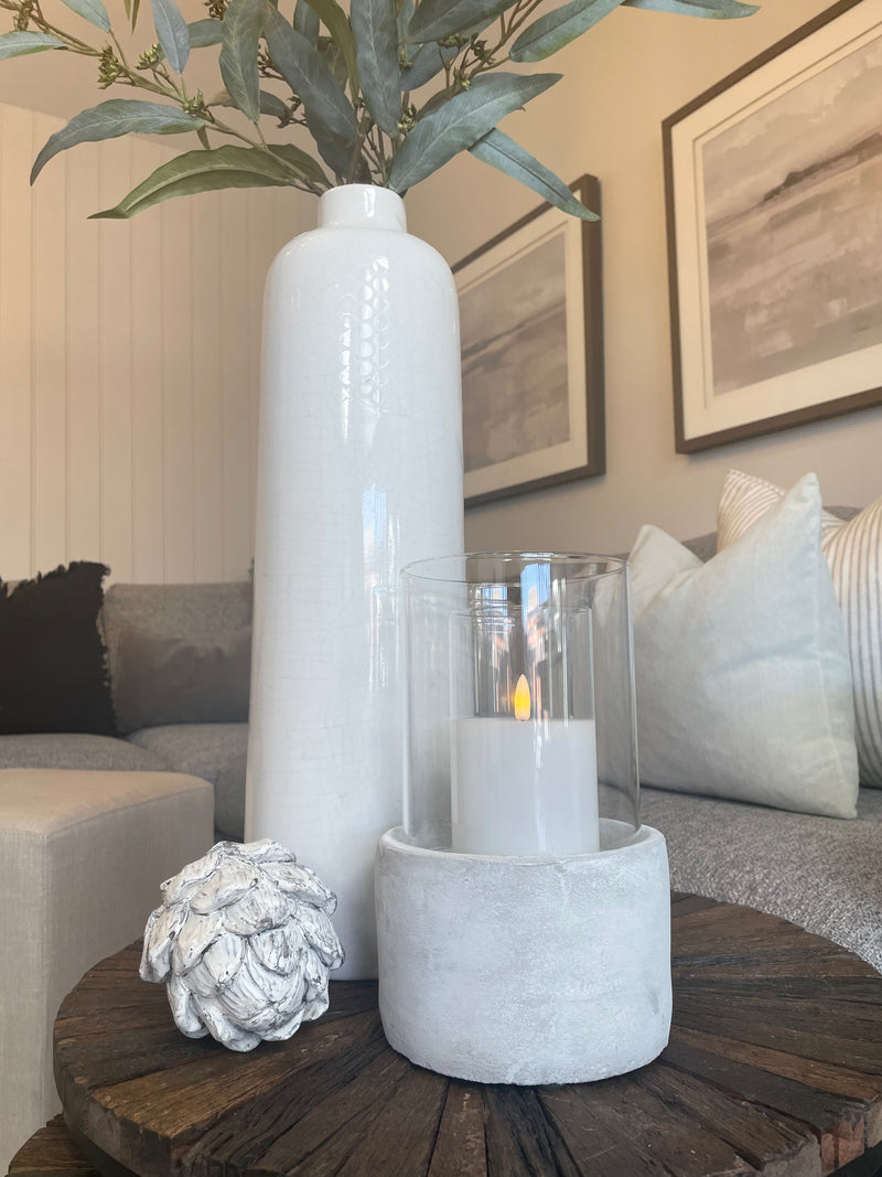 Garda Raine tall slim vase with crackle glaze
