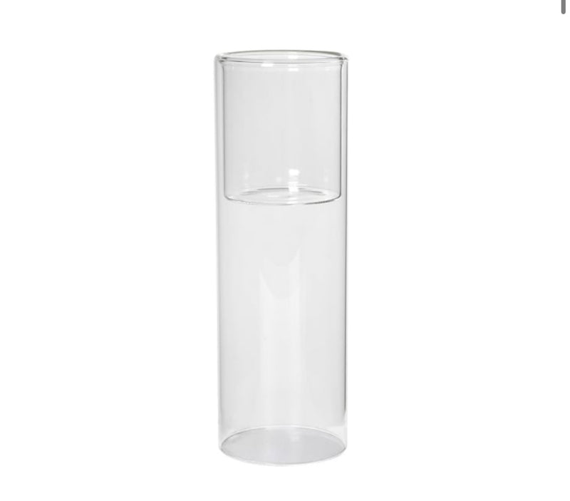 Glass cylindrical hollow candle holder