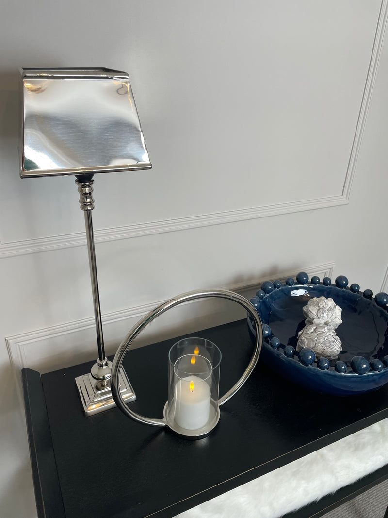 Slim chrome nickel lamp with metal shade