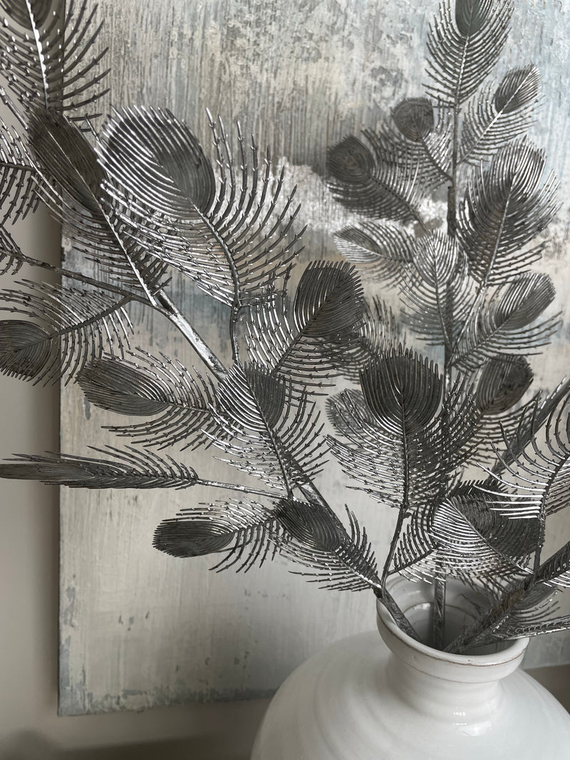 Parlane silver Peacock spray stem