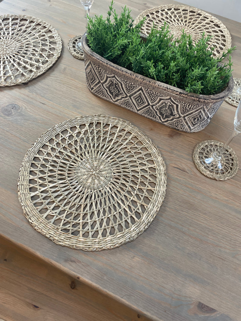 Seagrass Weave woven Round Placemats Set Of 4