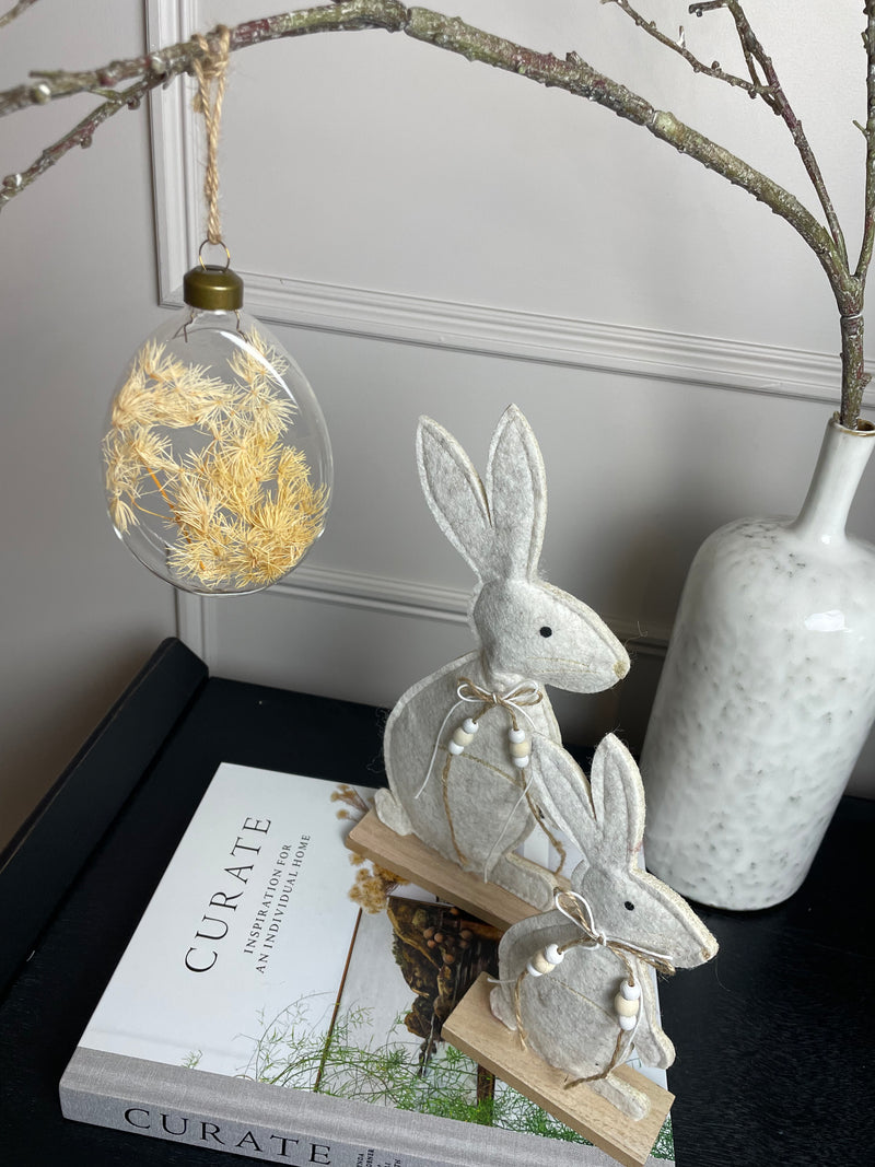 Easter Glass Egg hanging bauble with dried flowers