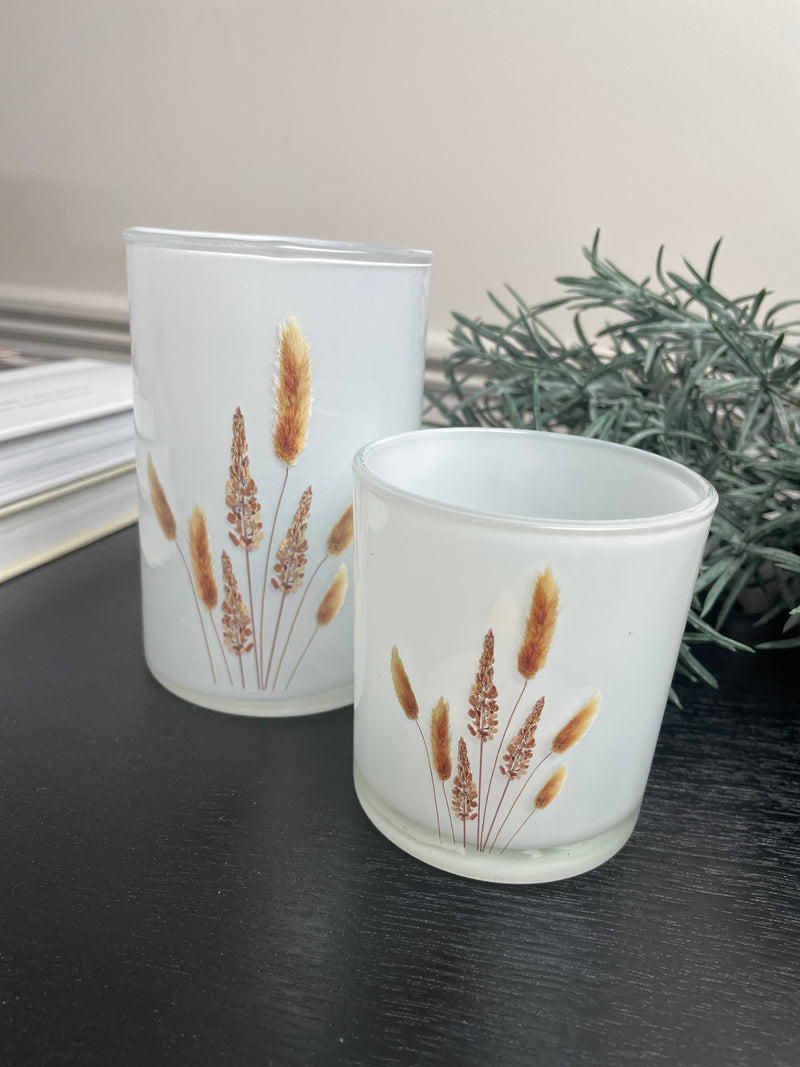 Small pampas grass candle holder