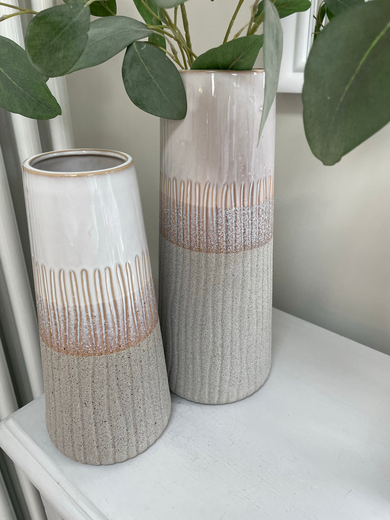 Natural grey sandstone two tone ombré vase