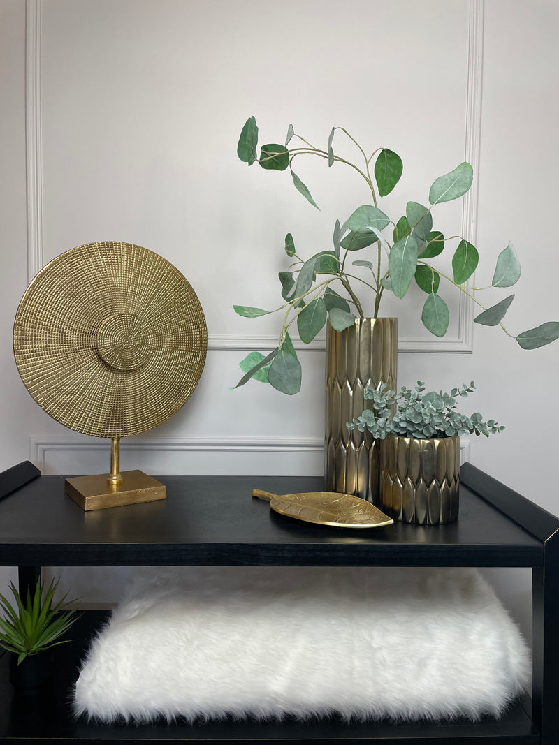 Gold textured ceramic vase