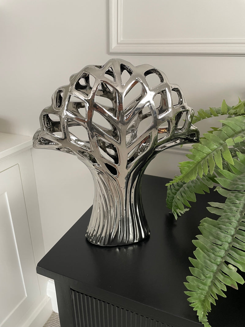 Tree of life shaped silver ornament