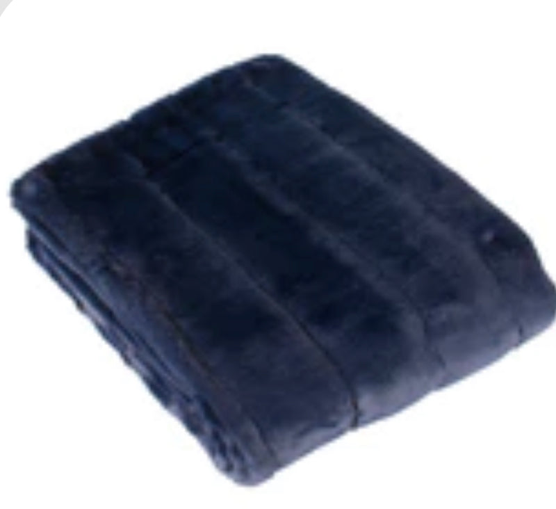 Navy ribbed faux fur throw