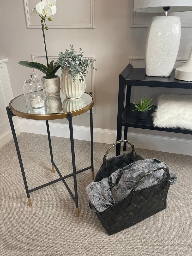 Tall Mirror Topped round Side Table Abode