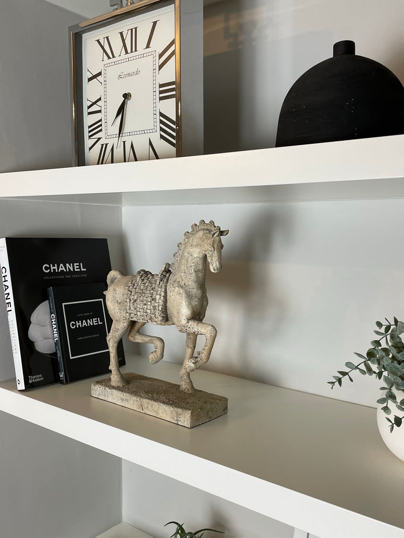 Prancing stone horse ornament