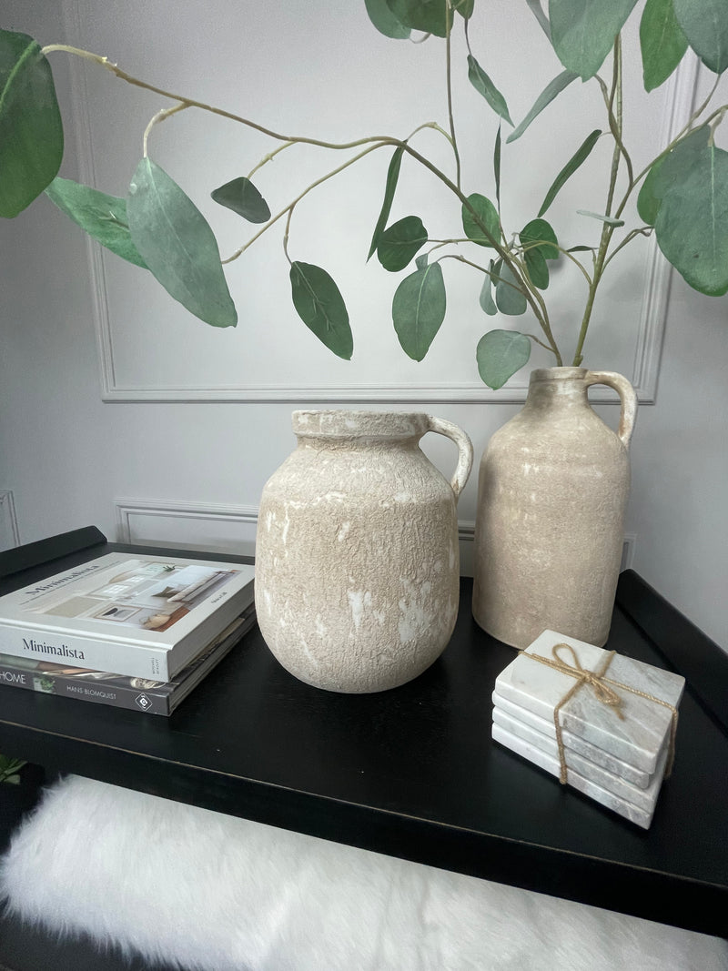 Square marble two tone neutral coasters