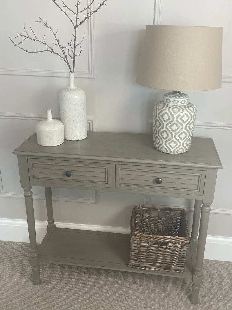 Taupe two drawer console