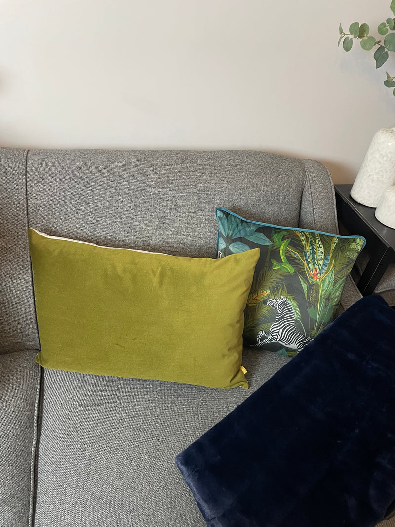 Olive Oblong velvet cushion 40x60