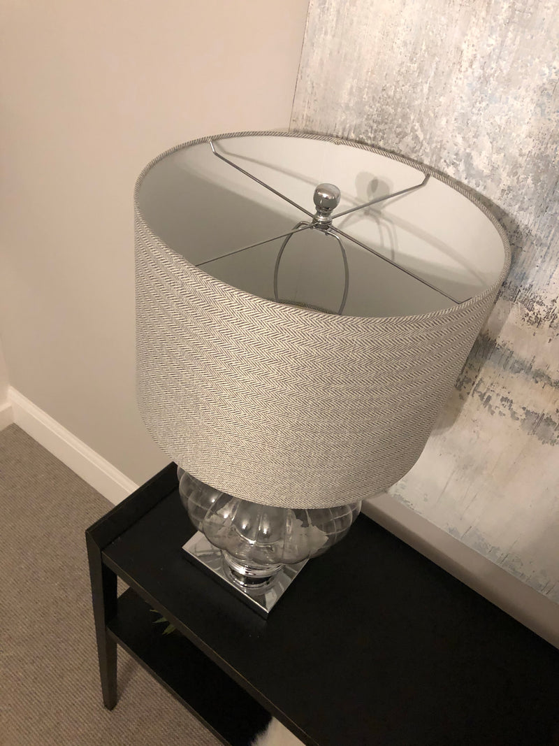 Bulbous Verona glass chunky lamp with shade