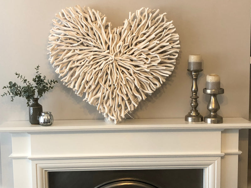 Huge white chunky twig heart