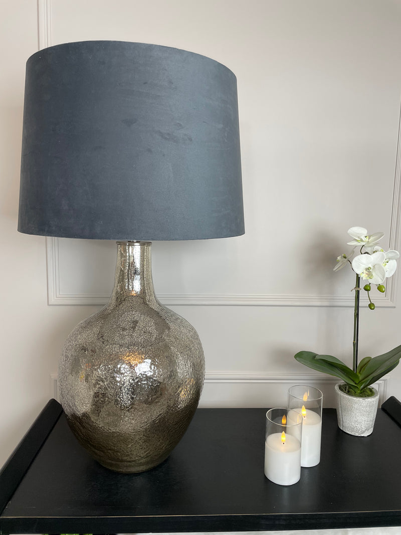 Harmony glass table lamp with velvet shade