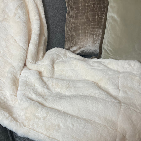 Neutral off white empress fur throw