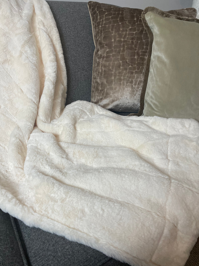 Neutral off white empress fur throw