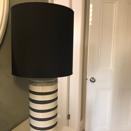 Black and white stripe base lamp black shade