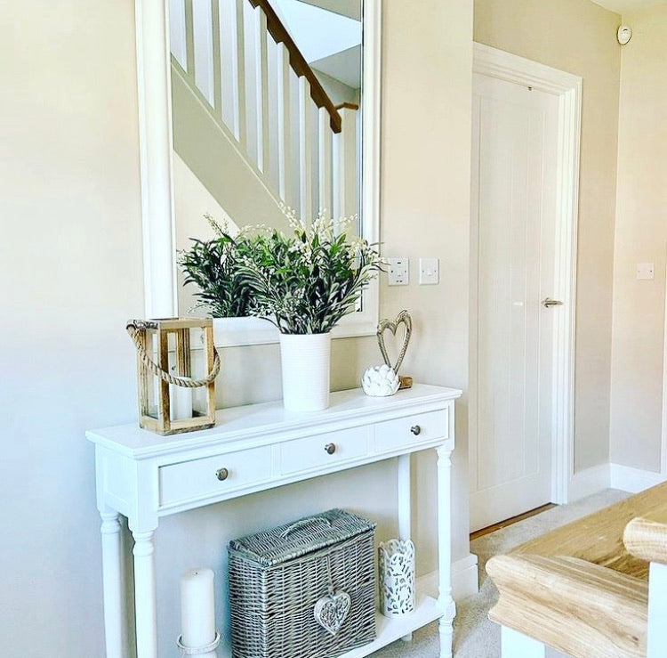 White large long 3 drawer console table
