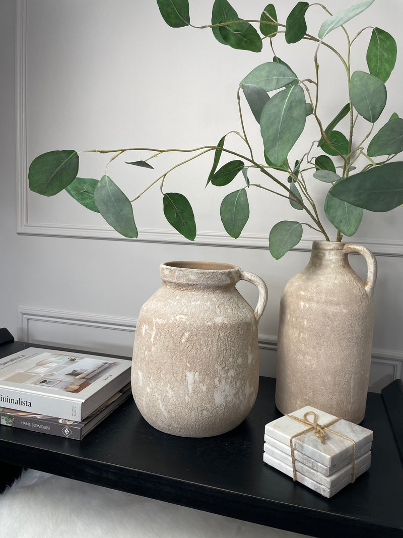 Chunky tall stone terracotta jug vase