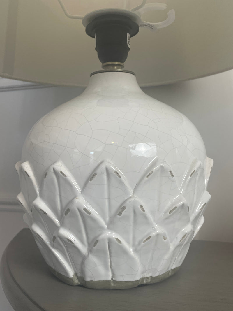 Stone artichoke leaf ceramic vase with neutral shade