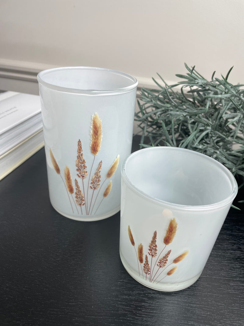 Small pampas grass candle holder