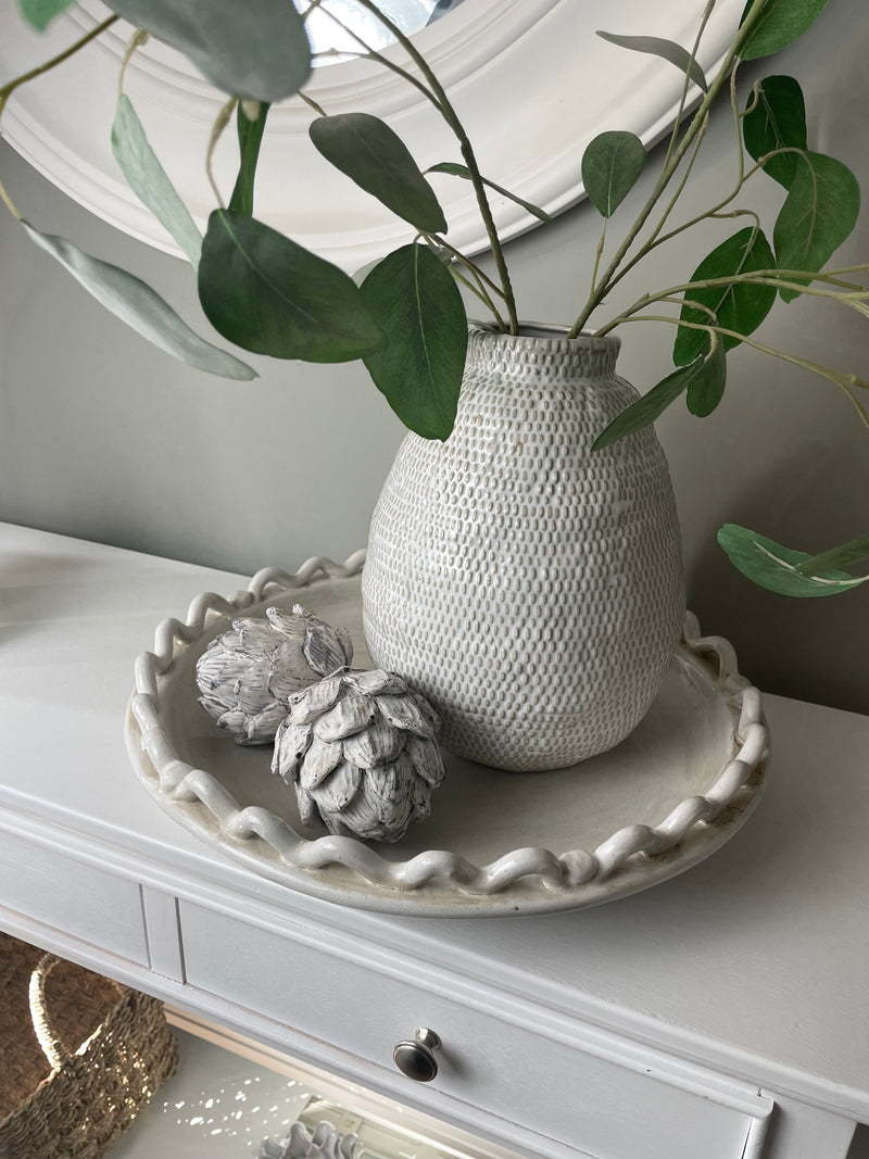 White woven textured vase