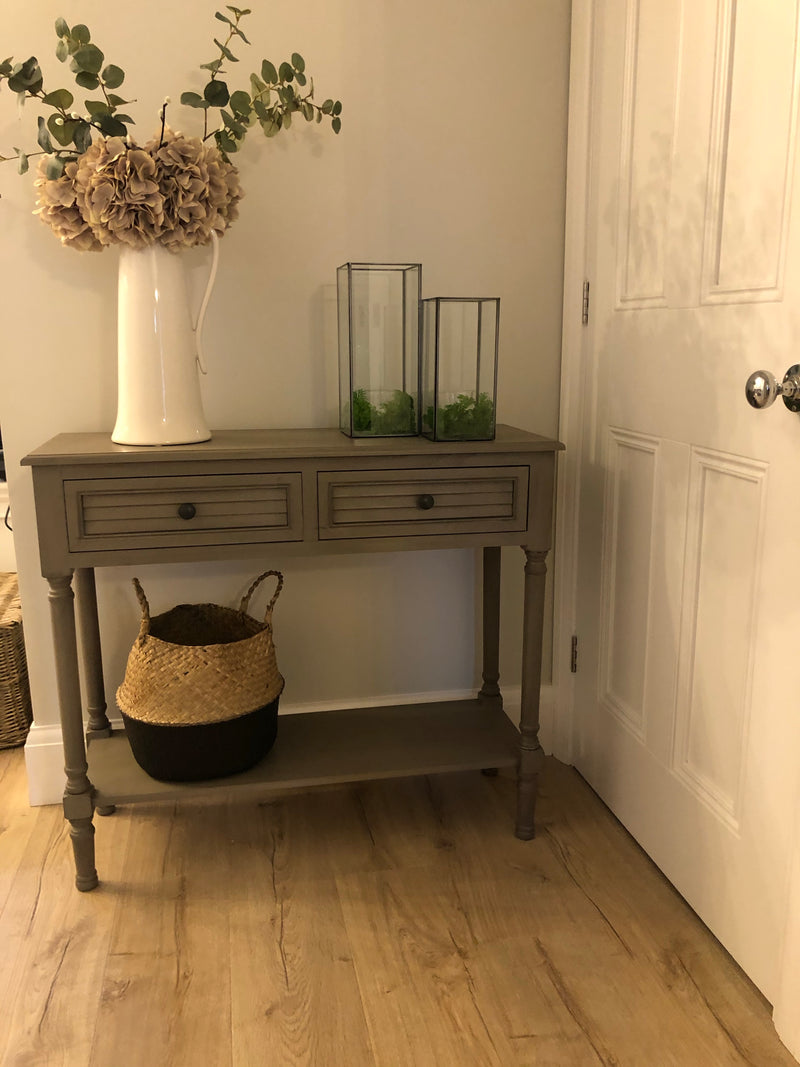 Taupe two drawer console