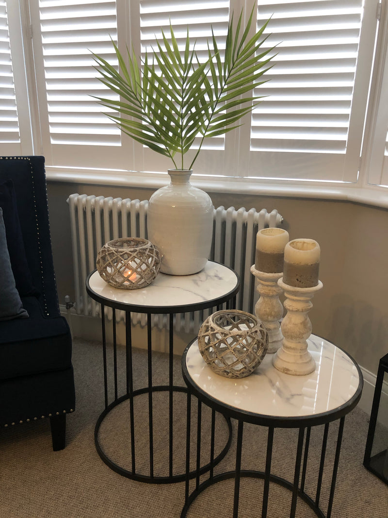 Medium squat lattice candle holder