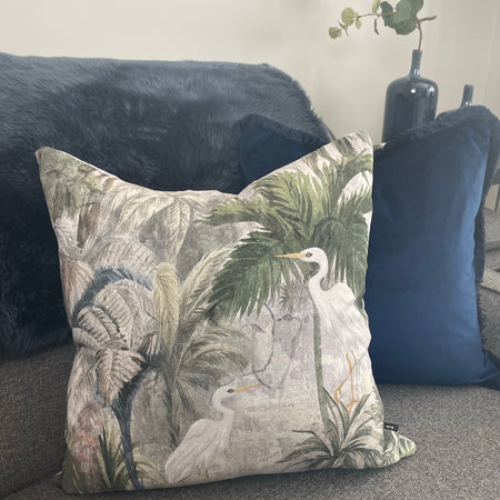Coppa jungle leaf print heron cushion