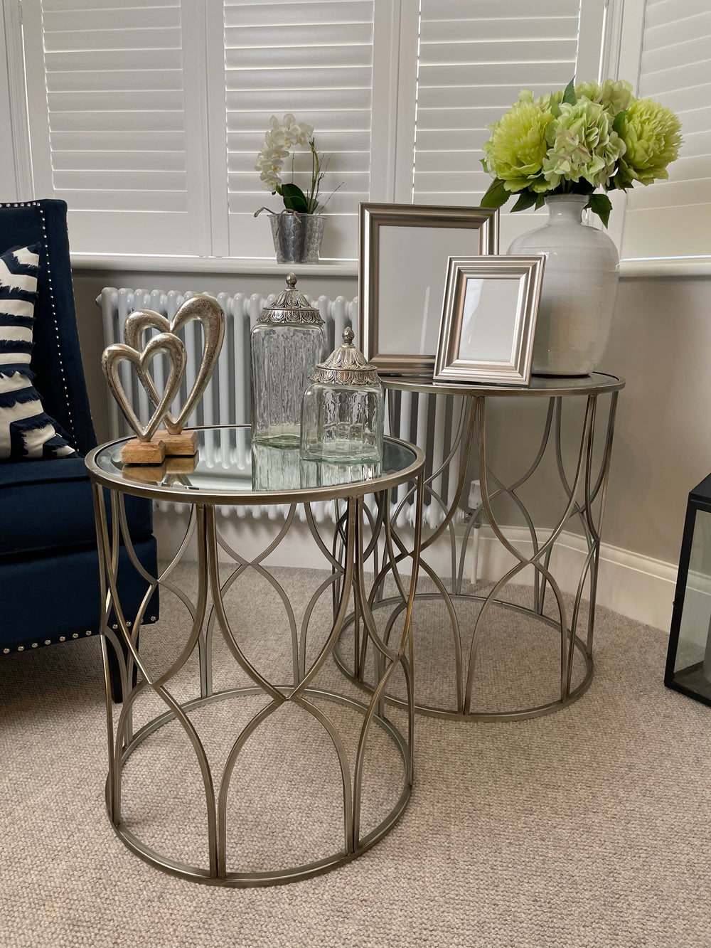 Small round shop silver table