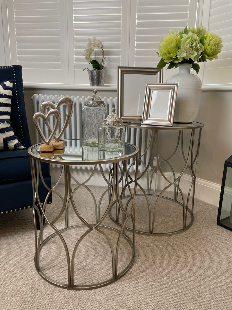 Large Silver Lattice round side Table