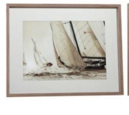 Large sail boat picture with wood frame B