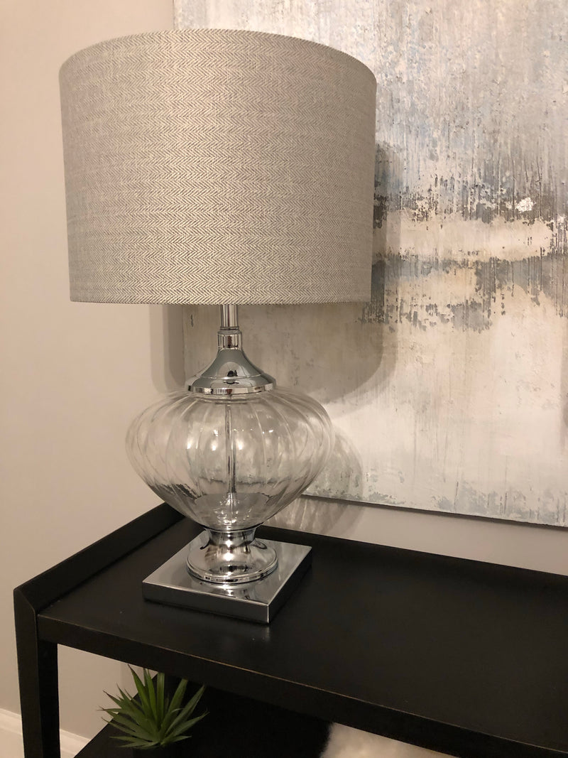 Bulbous Verona glass chunky lamp with shade