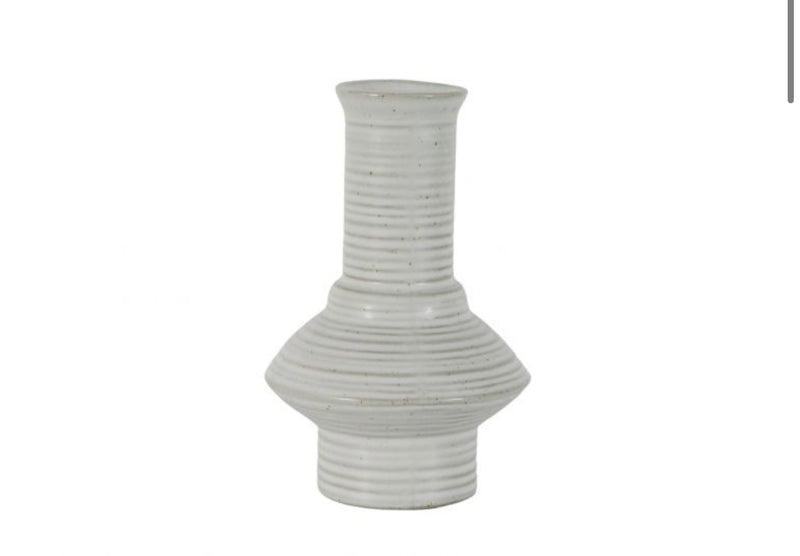 Small off white ribbed Athena vase