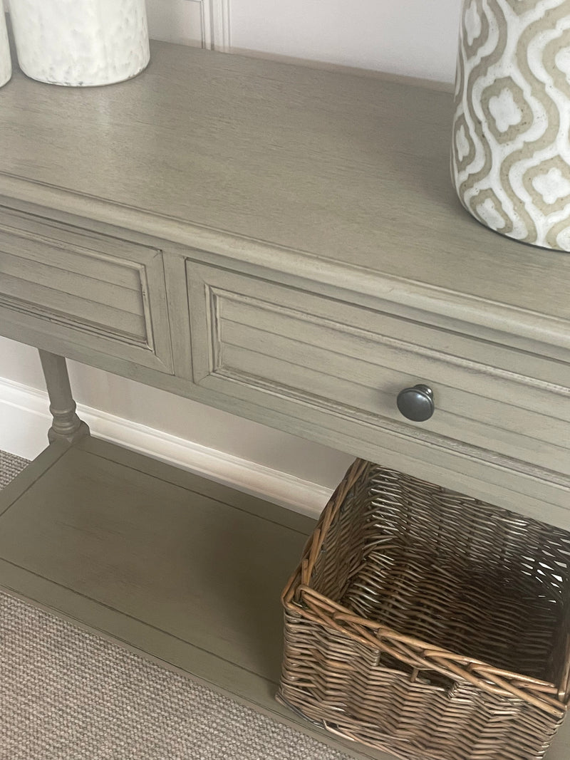 Taupe two drawer console