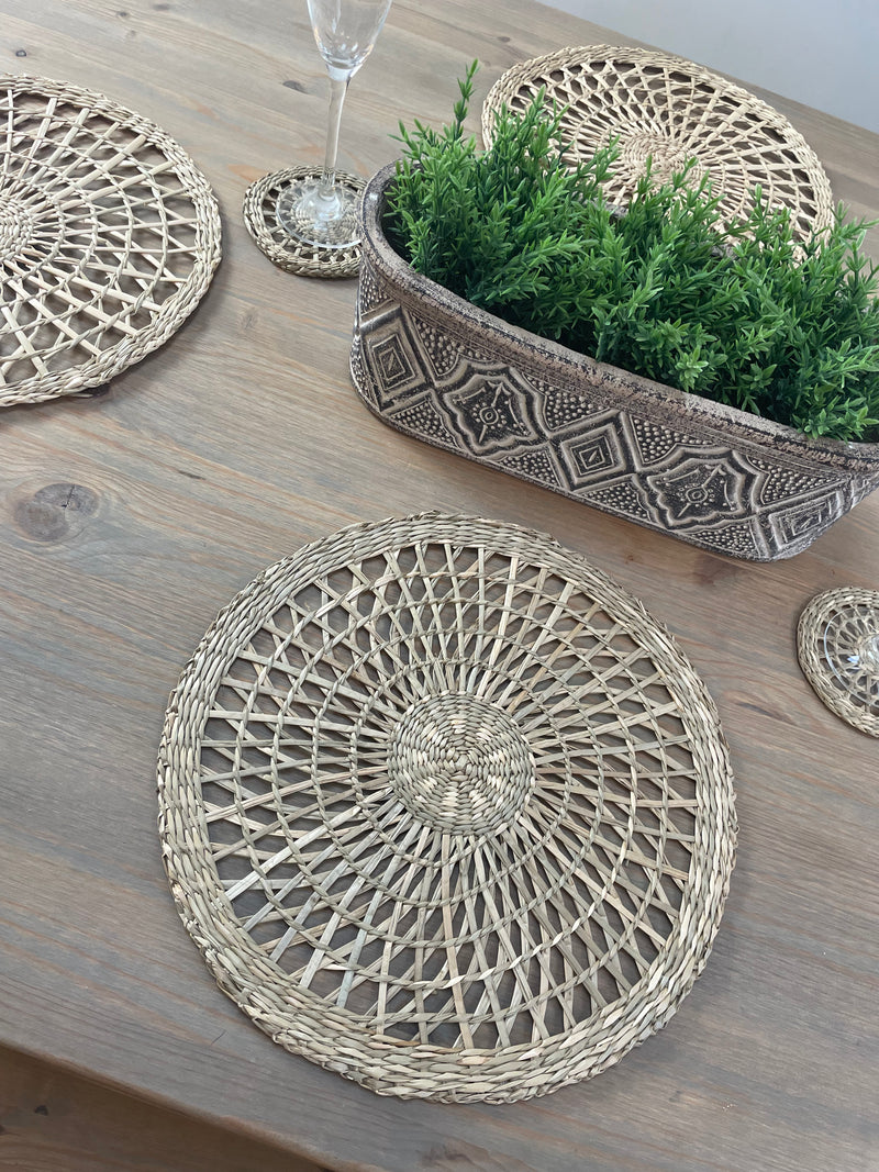 Seagrass Weave woven Round Placemats Set Of 4
