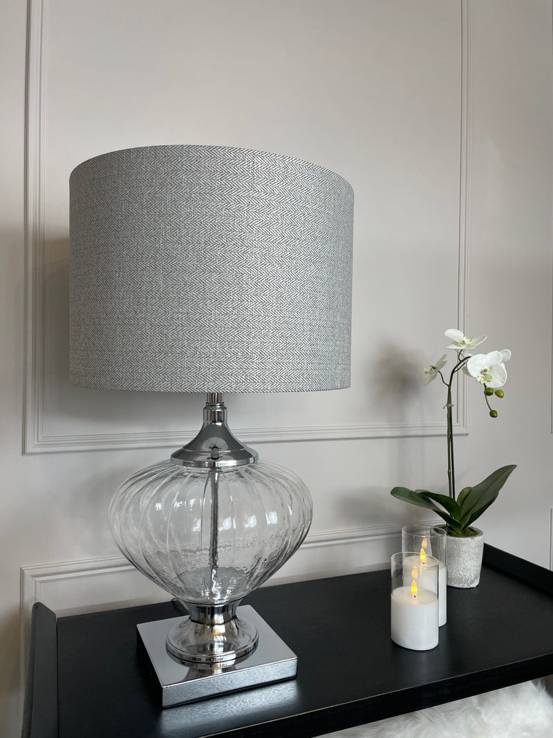 Bulbous Verona glass chunky lamp with shade