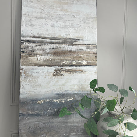 Linear neutral canvas hand finished