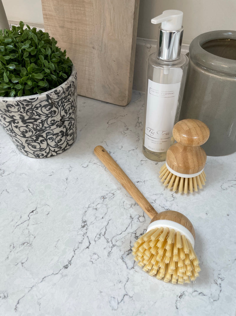 Long handled wooden washing up brush