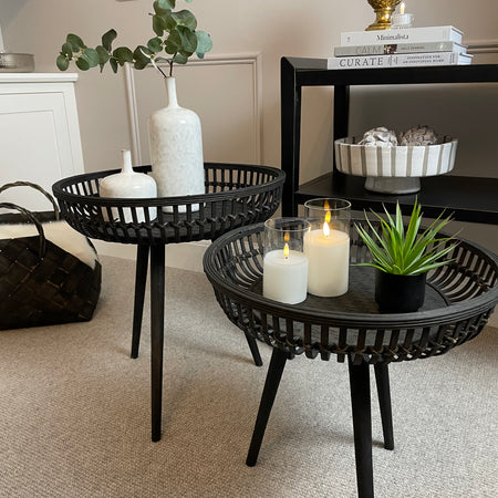 Large bamboo round side table