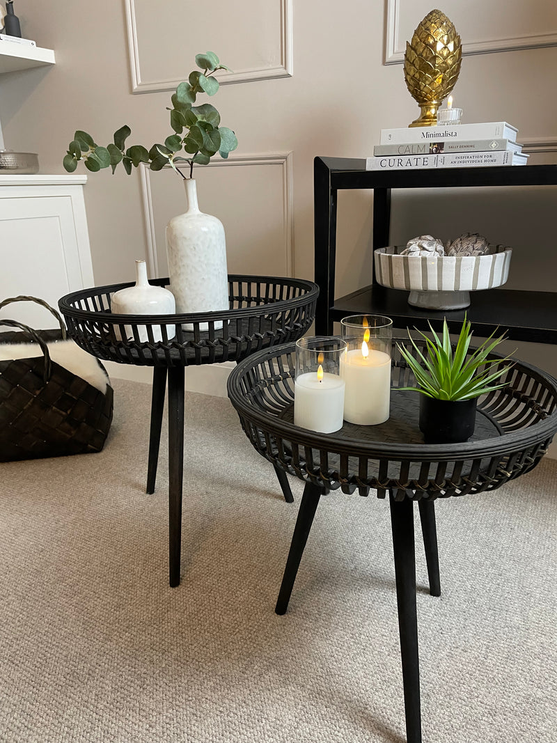 Large bamboo round side table