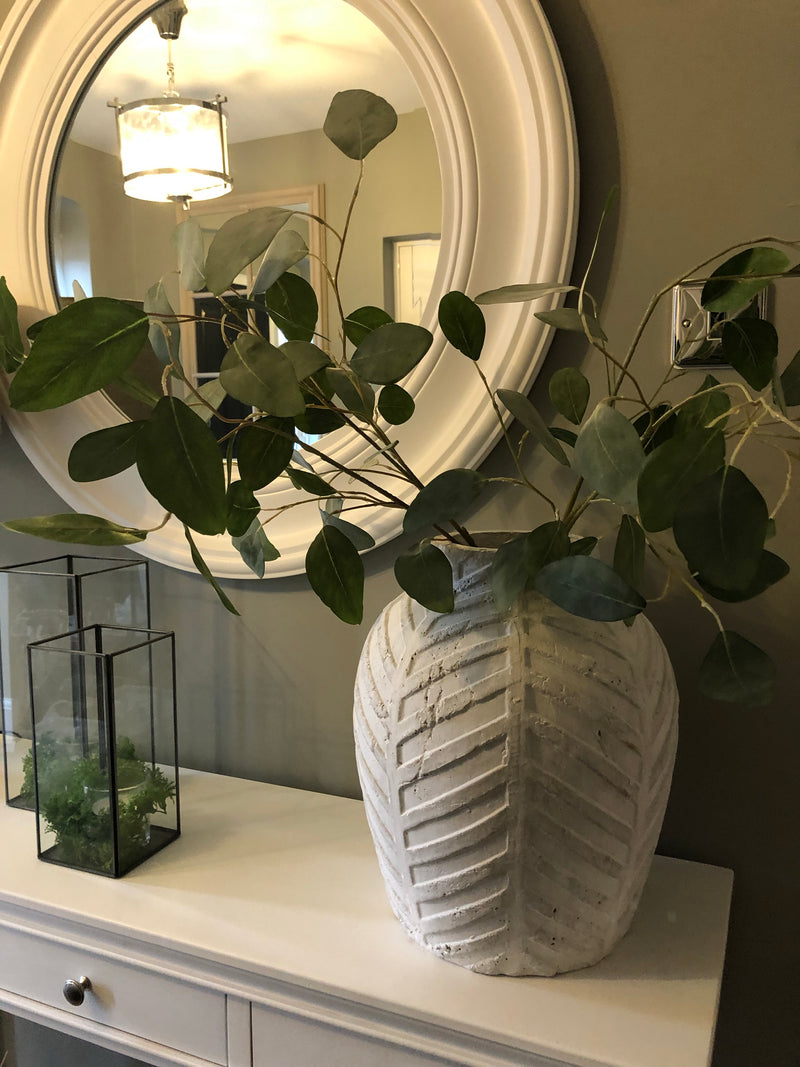 Bloomville large chevron stone rustic vase