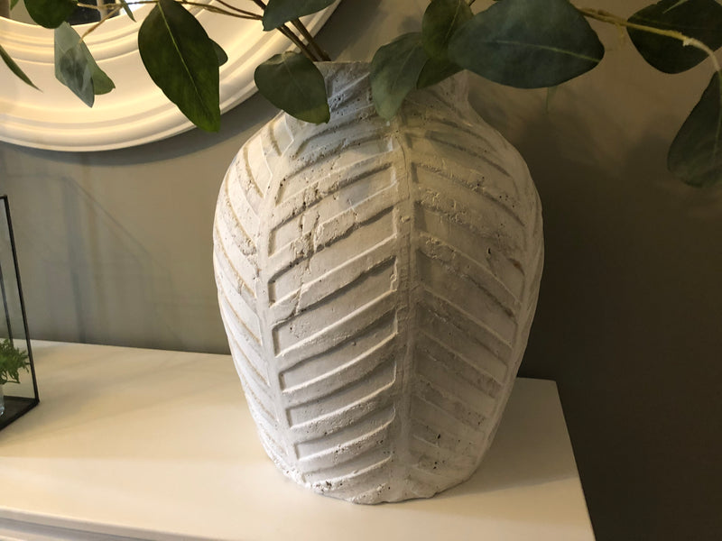 Bloomville large chevron stone rustic vase